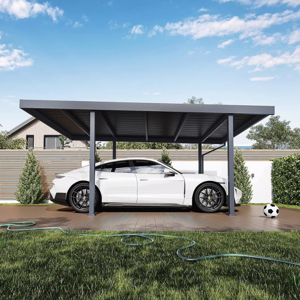 Single Carport aus Stahl | freistehend mit Pultdach | 3.2x5.5m | Anthrazit – Bild 2