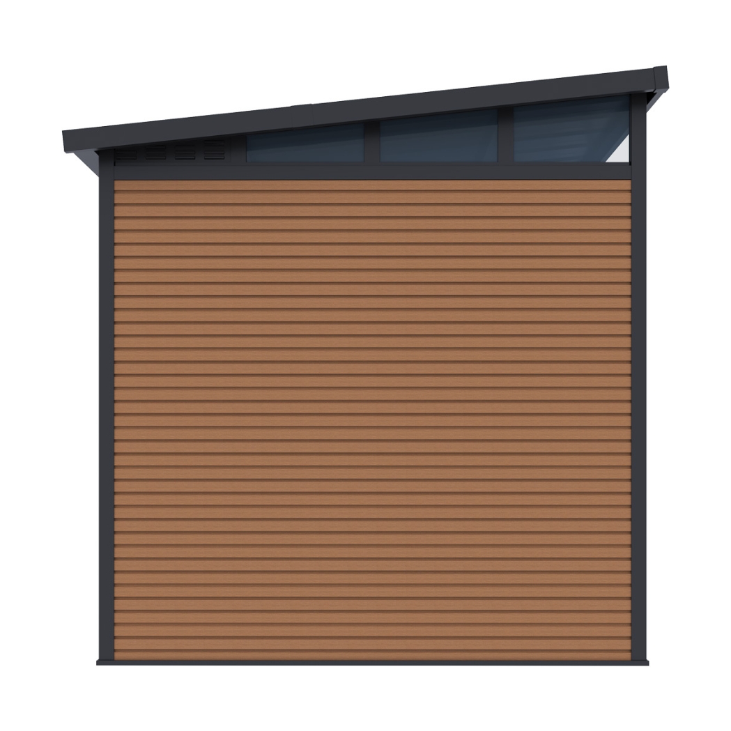 Gartenhaus mit Doppeltür aus Aluminium und WPC 338x218x226 cm | Wetterfest in Teak – Bild 4