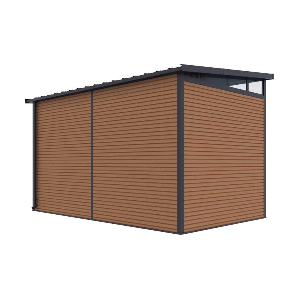 Gartenhaus mit Doppeltür aus Aluminium und WPC 338x218x226 cm | Wetterfest in Teak – Bild 5