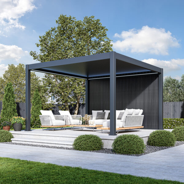 WPC Sichtschutzwand Anthrazit | Lamellenwand für Pergola | modular & wetterfest
