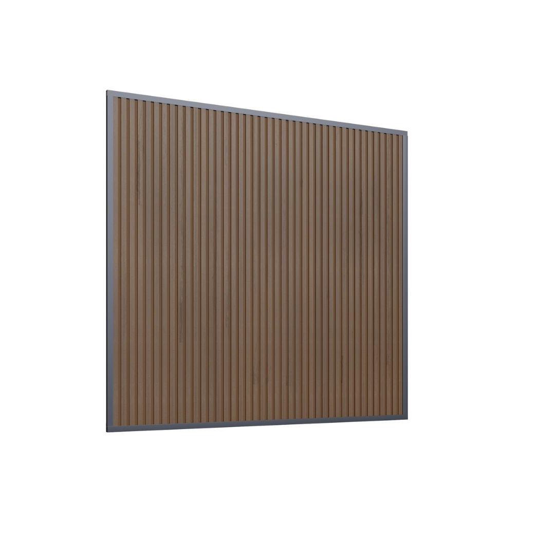 WPC Sichtschutzwand Holzoptik Teak | Lamellenwand für Pergola | modular & wetterfest – Bild 3