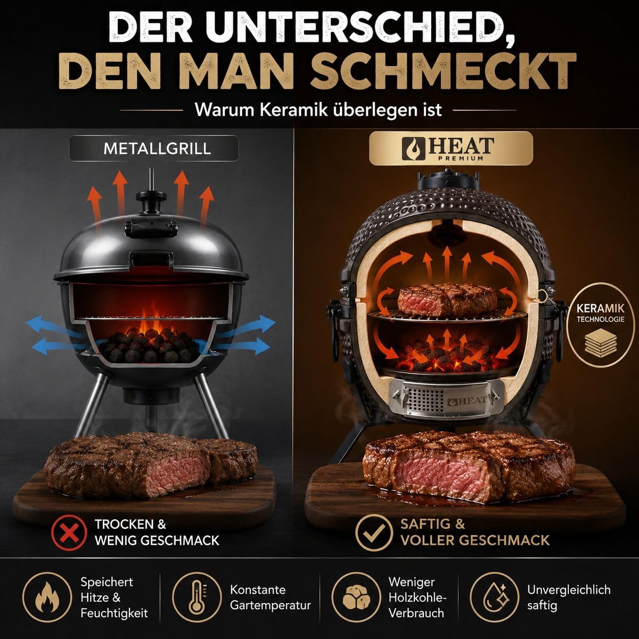 Premium Kamado Grill Fyregg 13 braun – Bild 10