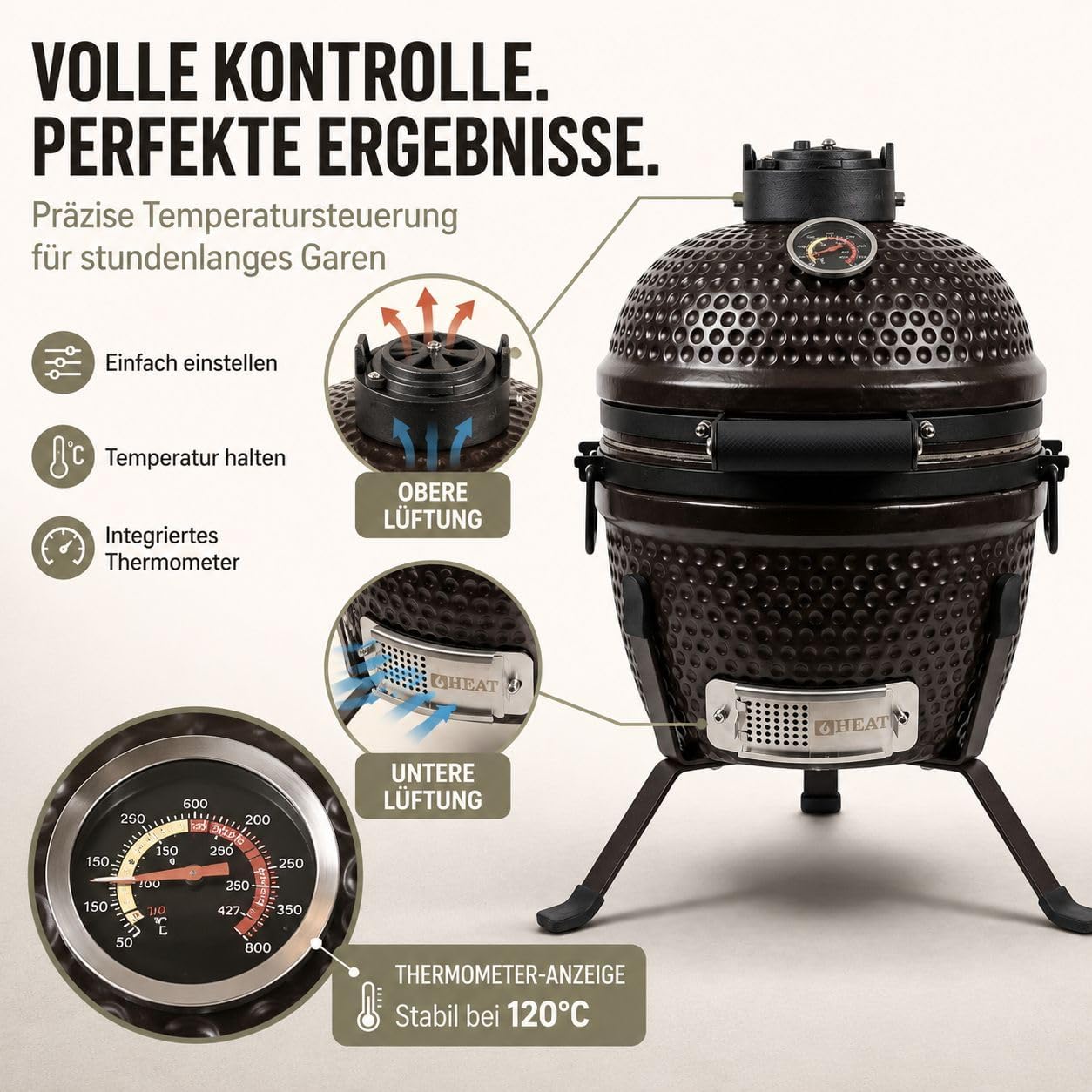 Premium Kamado Grill Fyregg 13 braun – Bild 9
