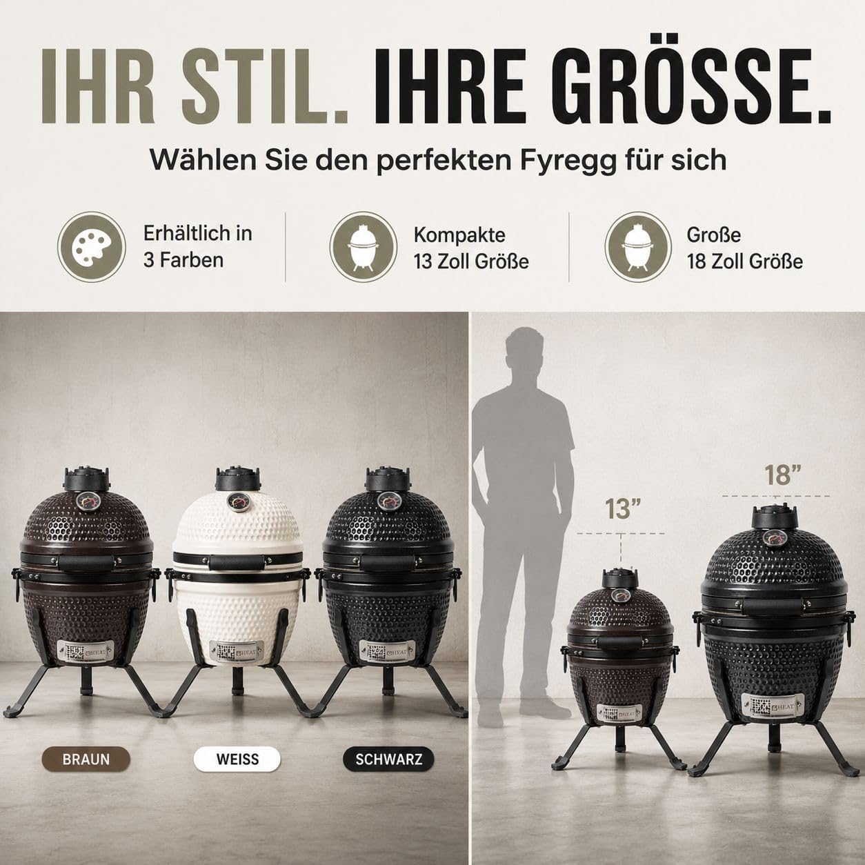 Premium Kamado Grill Fyregg 13 sand – Bild 5