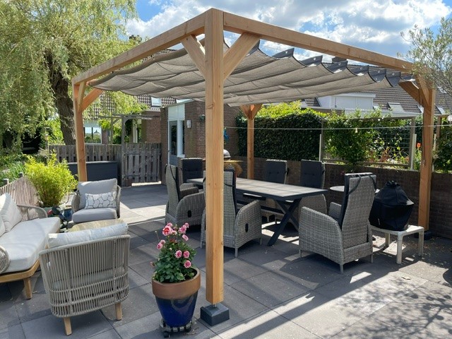 Pergola mit Faltsonnensegel 3.24 x 4.24m – Bild 5