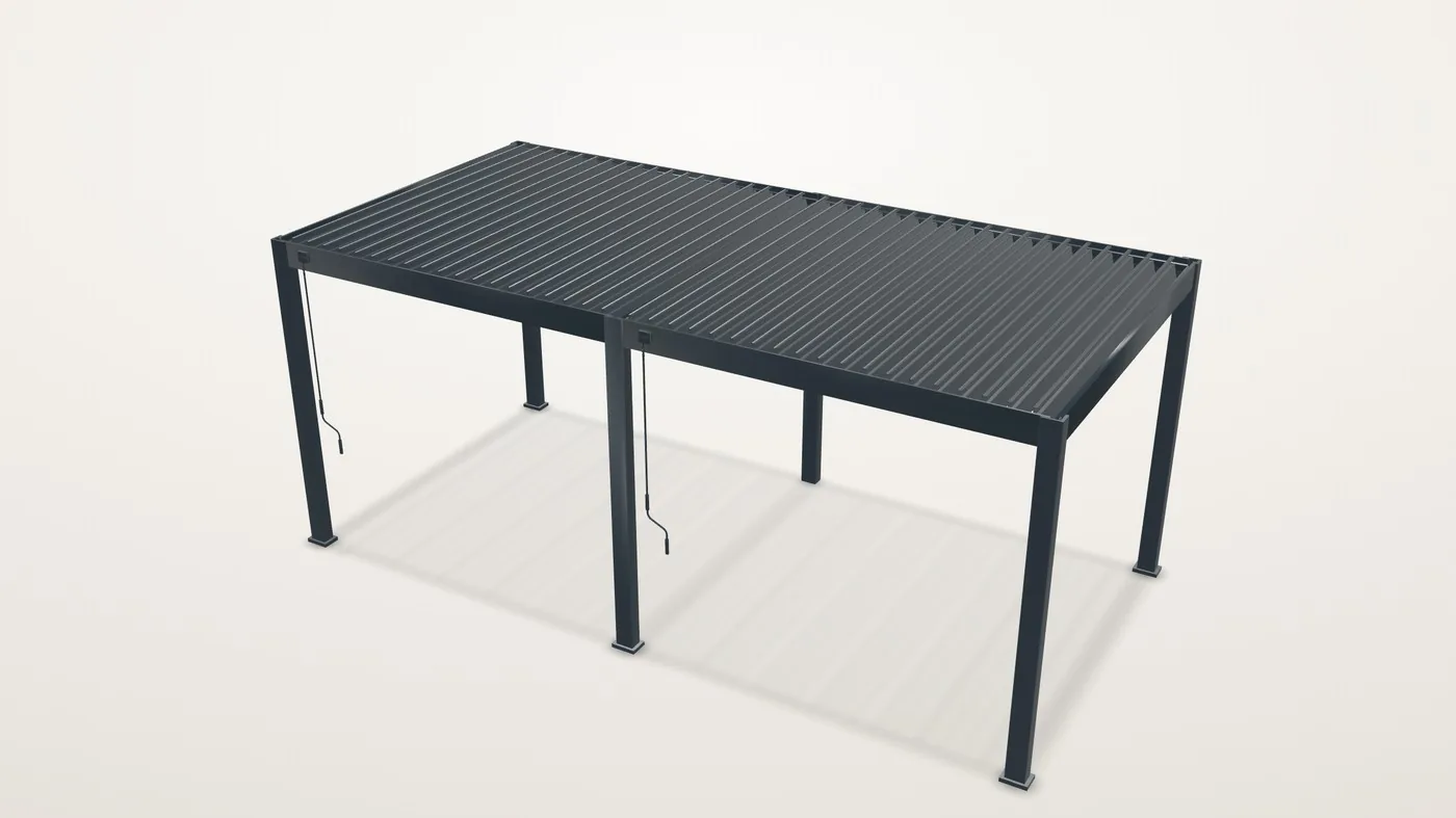 Ventaris Pergola in der Farbe Anthrazit, freistehend mit Lamellendach