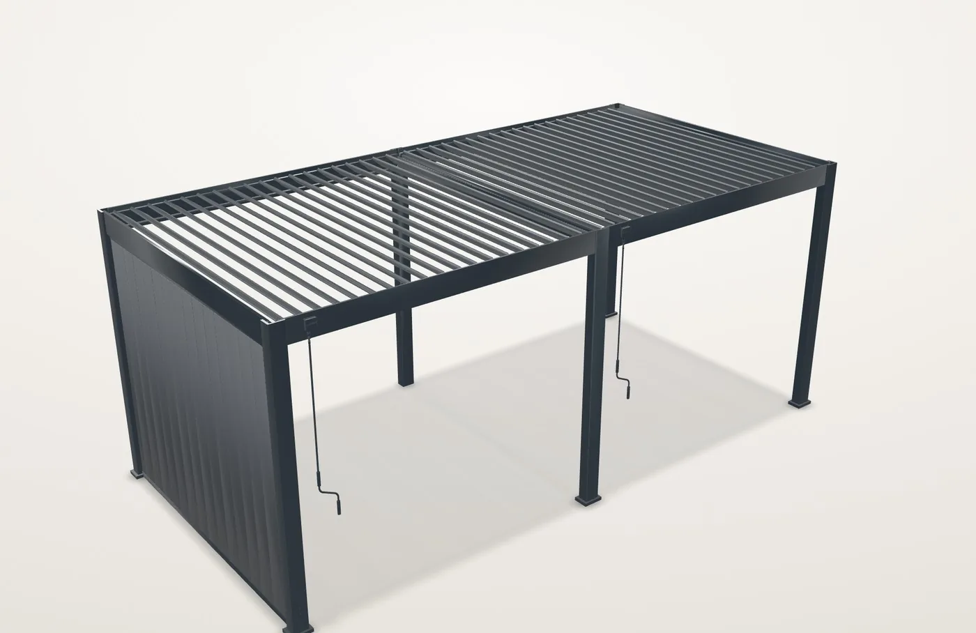 Ventaris Pergola mit WPC-Sichtschutzwand auf der linken Seite als geschlossener Blickschutz