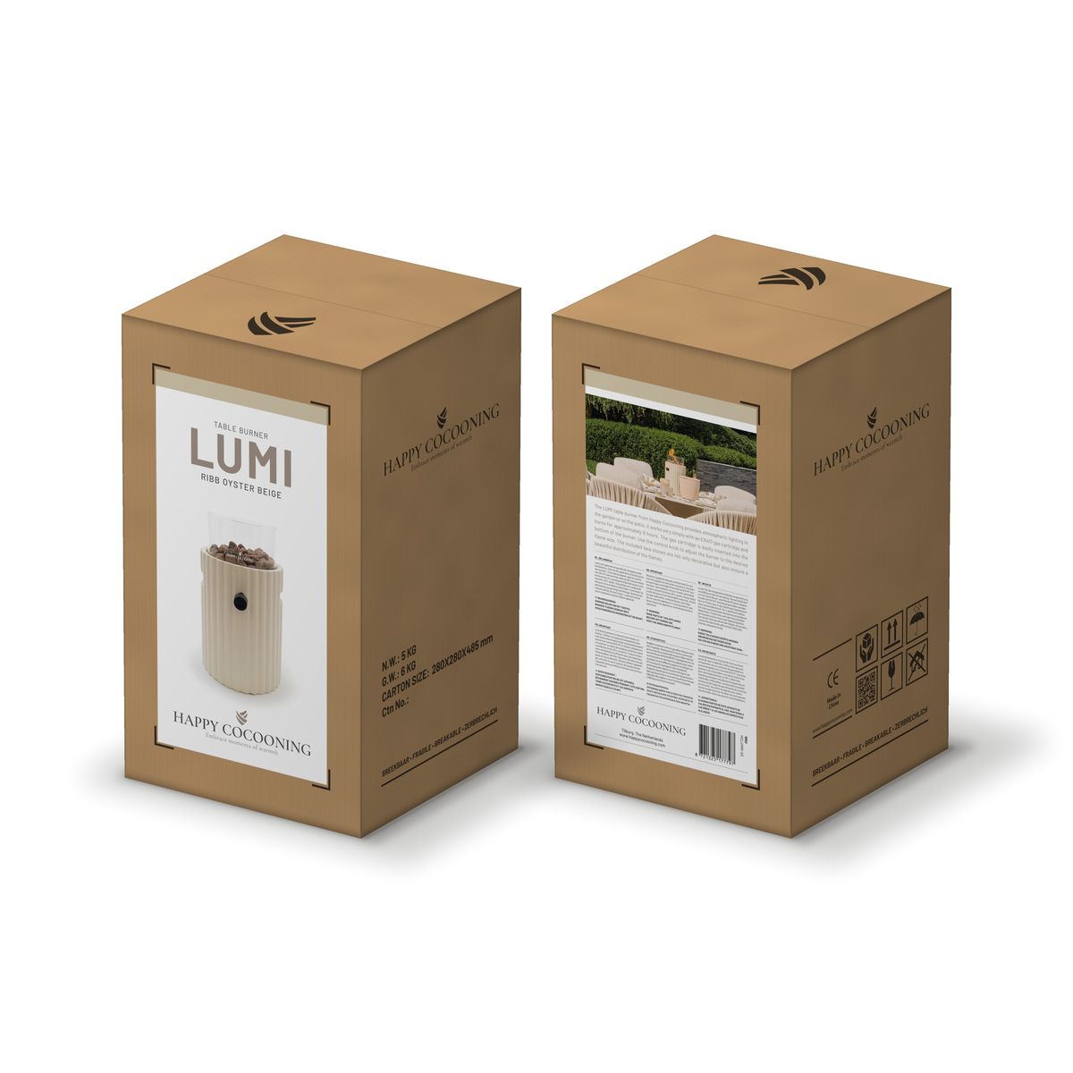 Lumi RIB Tischgaslaterne Beige – Bild 3