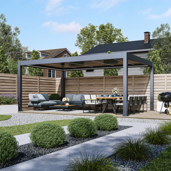 Ventaris Prestige Pergola 4x6m | E-Lamellendach & LED-Beleuchtung | Voll-Aluminium | Anthrazit