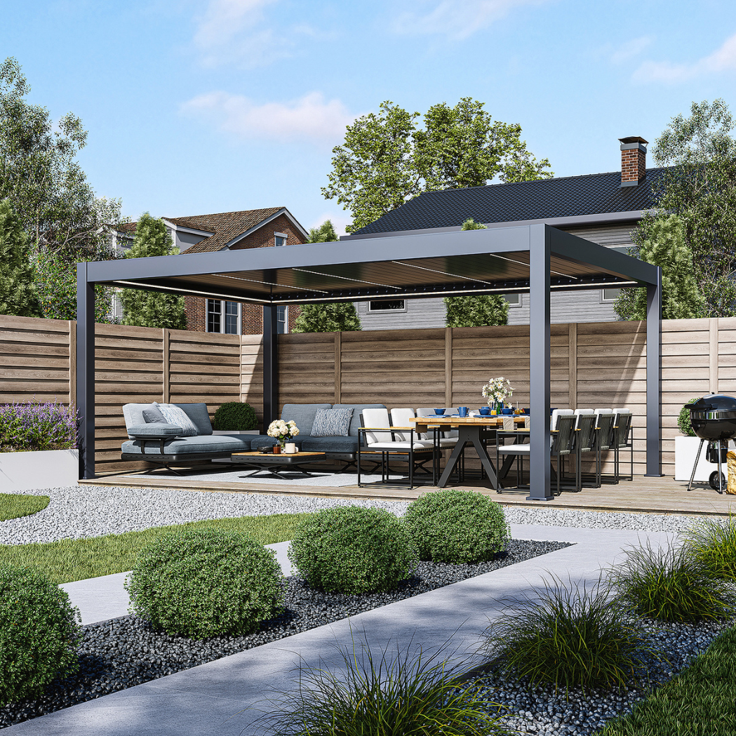 Ventaris Prestige Pergola 4x6m | E-Lamellendach & LED-Beleuchtung | Voll-Aluminium | Anthrazit